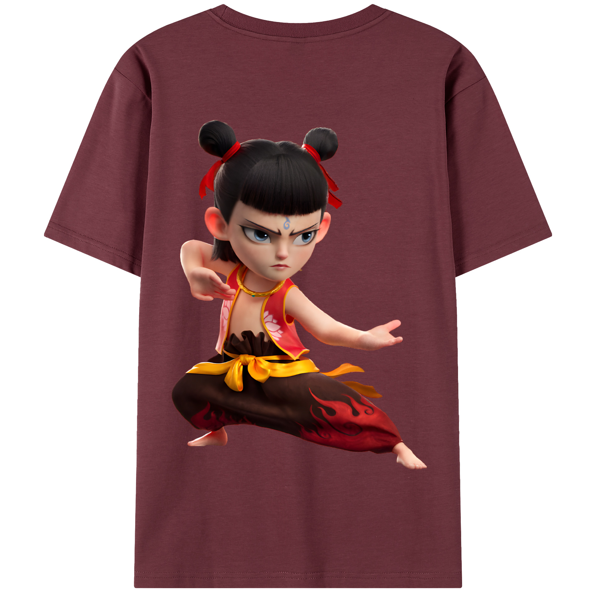 （画像用） Ne Zha 2 ナタ 魔童の大暴れ 綿100％半袖Tシャツ（背面プリント）